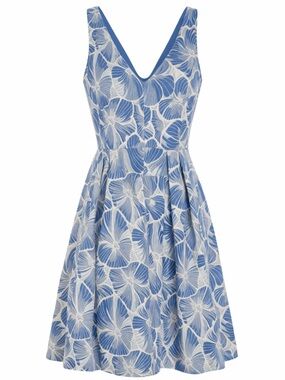 Anthropologie Moulinette Soeurs Blue Floral Fit & Flare Dress Size 4